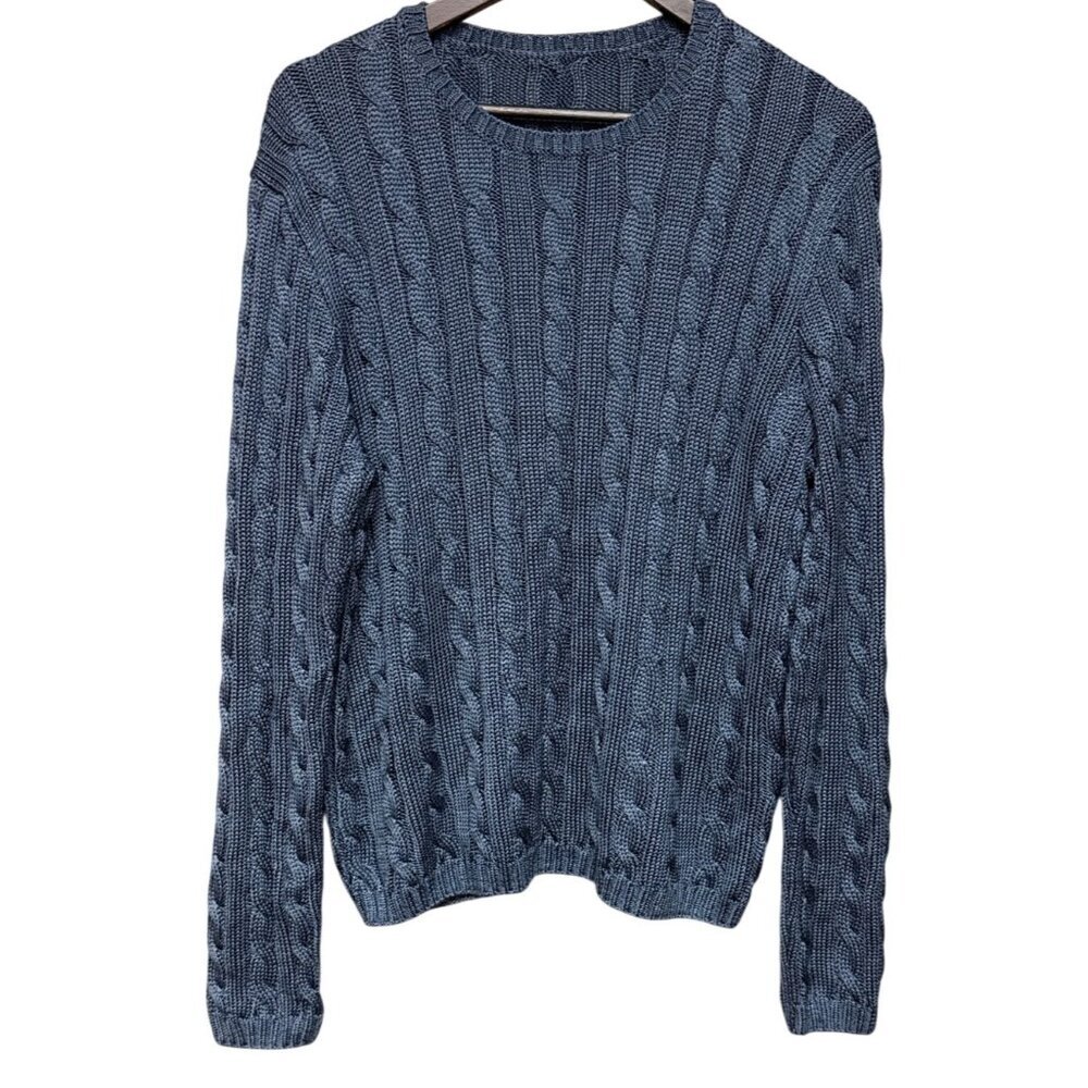 Ralph Lauren Collection Women's Sweater 100% Silk Cableknit Purple Label Blue XL - Picture 3 of 11